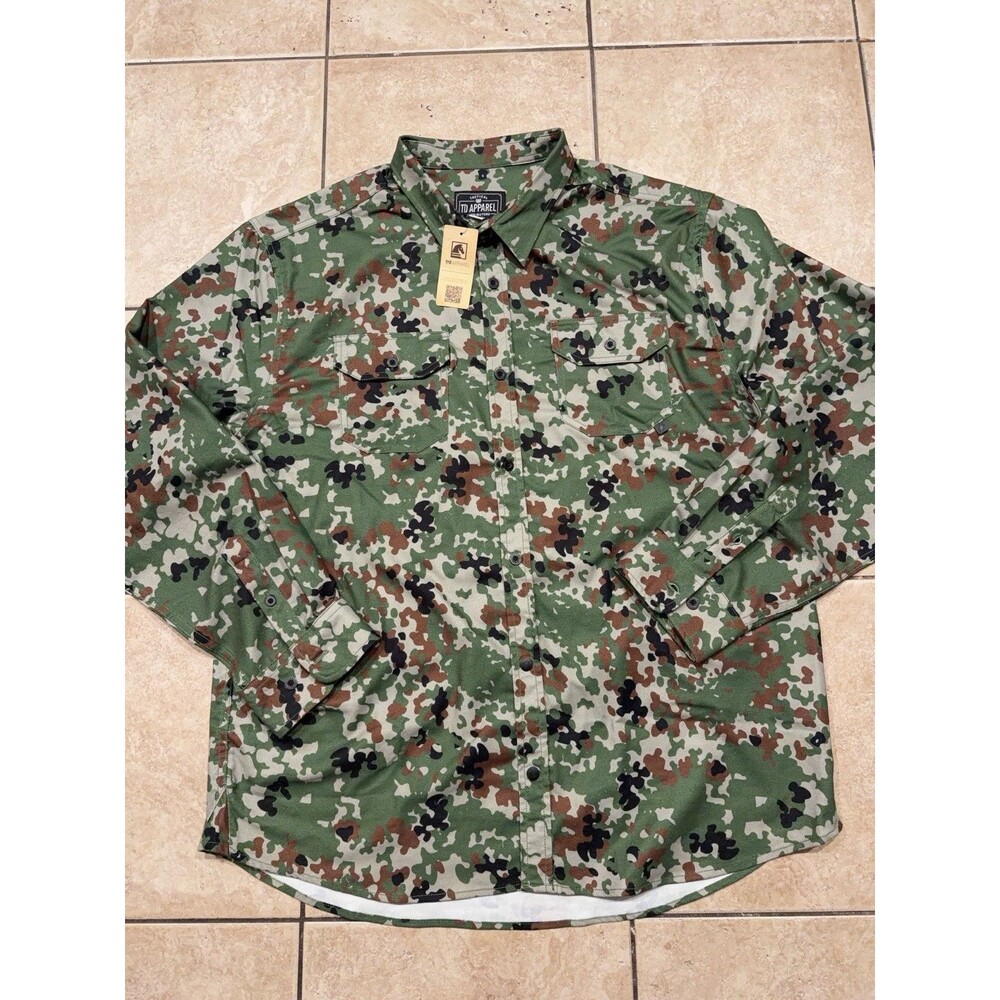 TD Tactical Distributors Shirt Mens XXL Tombstone Flannel Camo Button Up NEW